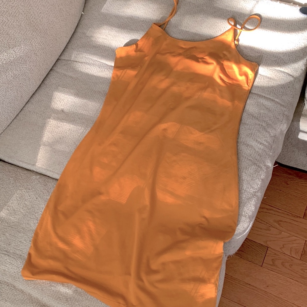 Orange spaghetti strap dress